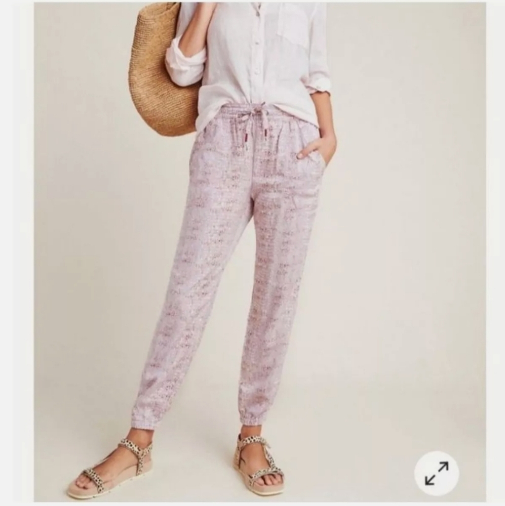 Anthropologie pink snake print jogger style pants size small